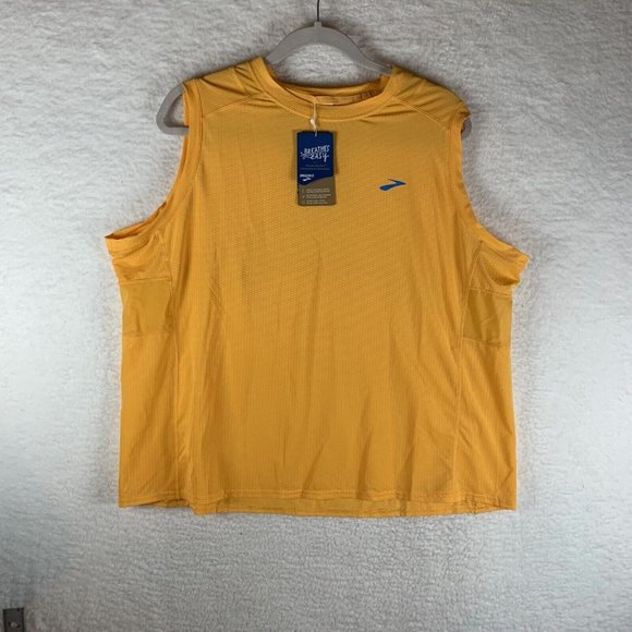 Brooks Tank Top Women's 2XL Saffron Polyester Stretch Atmosphere Sleeveless 7113 - Picture 1 of 8